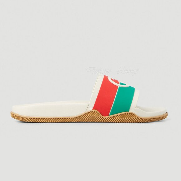 NEW GUCCI Women's Agrado Interlocking G Logo Cream Rubber Slides EU 39 US 9 - Picture 5 of 16